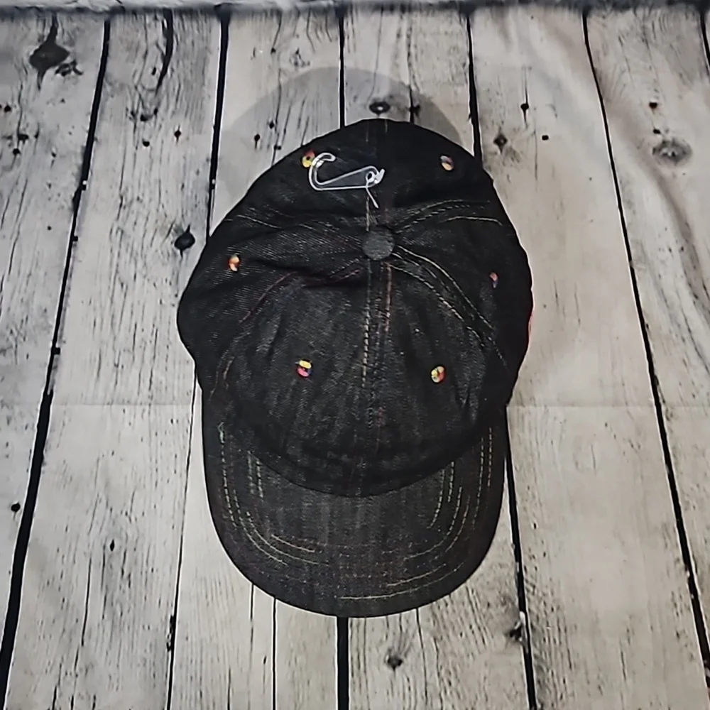 💙 Black denim rainbow hat